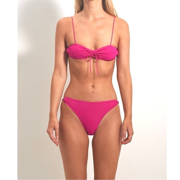[relisted] NWOT Maryam Nassir Zadeh Rio Pink Fuchsia Bandeau Bikini Swim Top - Picture 2 of 12